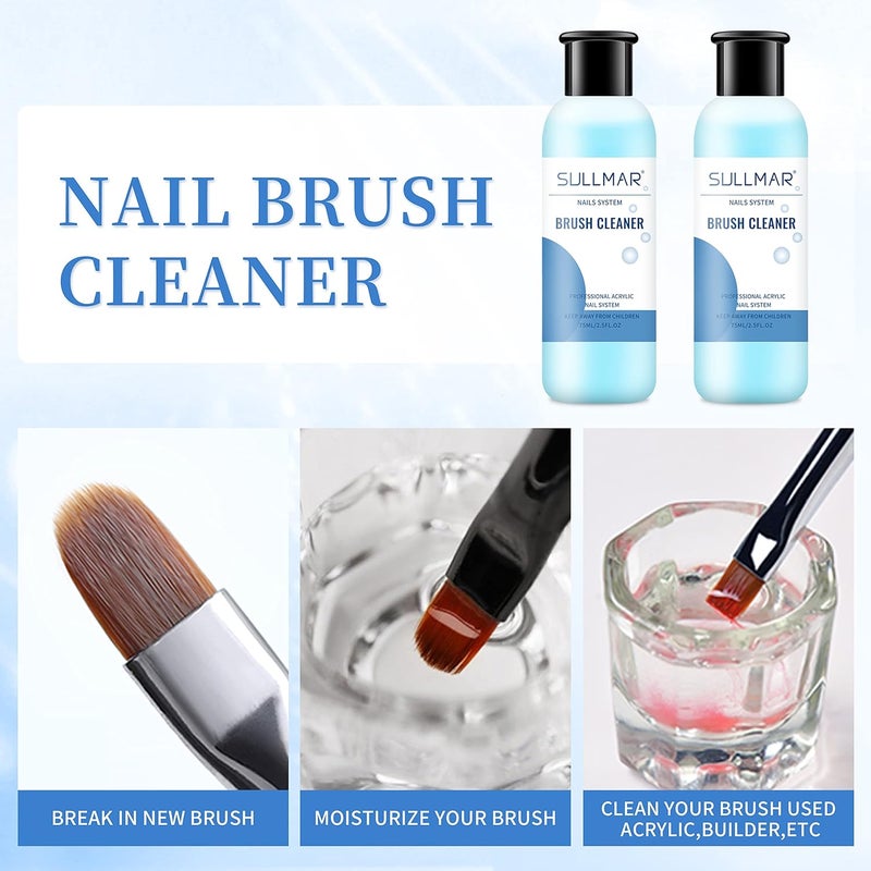 SULLMAR Nail Brush Cleaner 5fl.oz 150ml Nail Brush Cleaner And Conditioner Quickly Clean Nails Art Brush Acrylic NailBrush DIY Salon At Home - Image 5